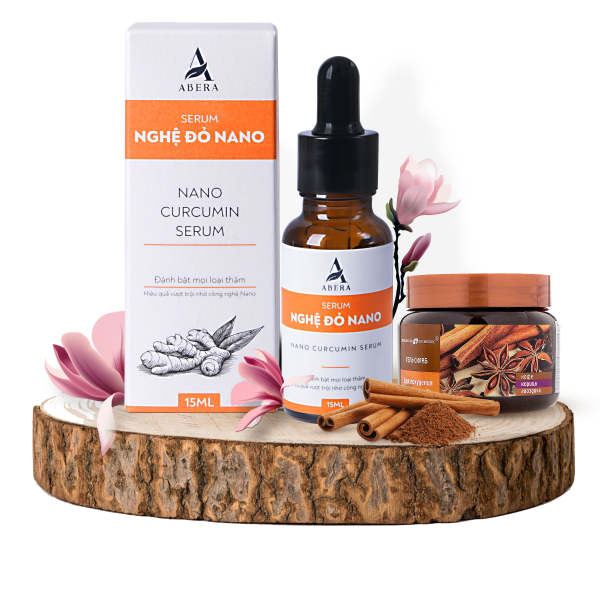 Combo Serum Nghệ Đỏ Nano ABERA Và Tẩy Tế Bào Chết Quế Hồi – Cải Thiện Vết Thâm Và Dưỡng Da Toàn Diện