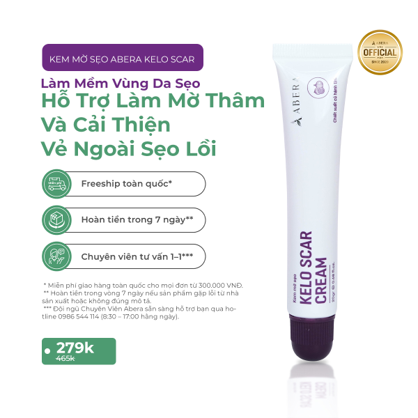 Kem Mờ Sẹo Abera Kelo Scar (20g) | Chuyên Biệt Hỗ Trợ Sẹo Lồi & Sẹo Phì Đại