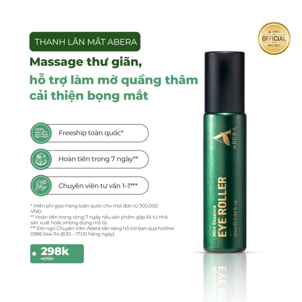 Thanh Lăn Bọng Mắt Abera Eye Roller | Hỗ Trợ Giảm Quầng Thâm, Bọng Mắt